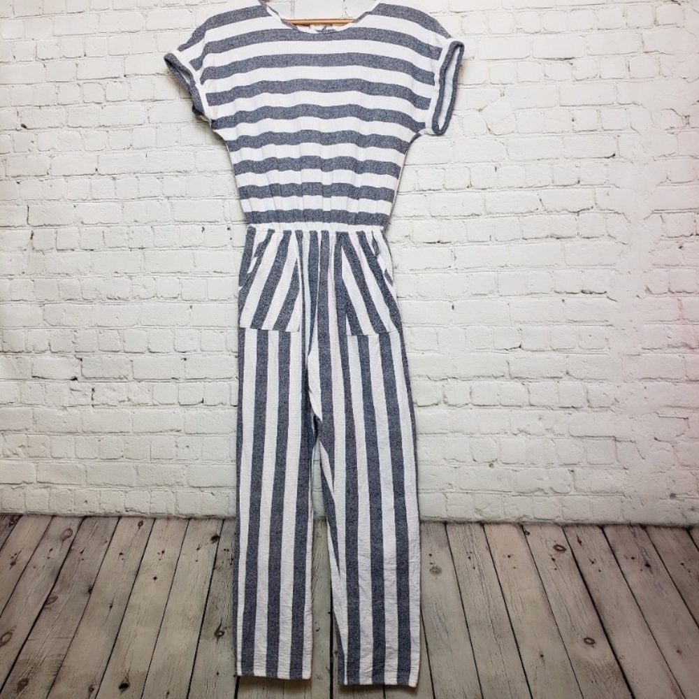 Blue and white stripped Vici jumpsuit